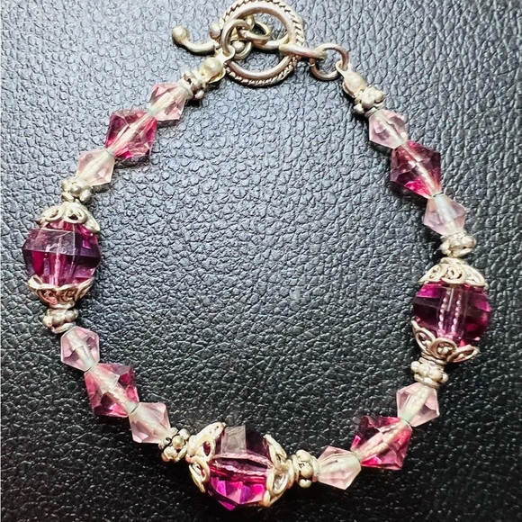 Vintage Rubellite Tourmaline Pink Crystal Bracelet